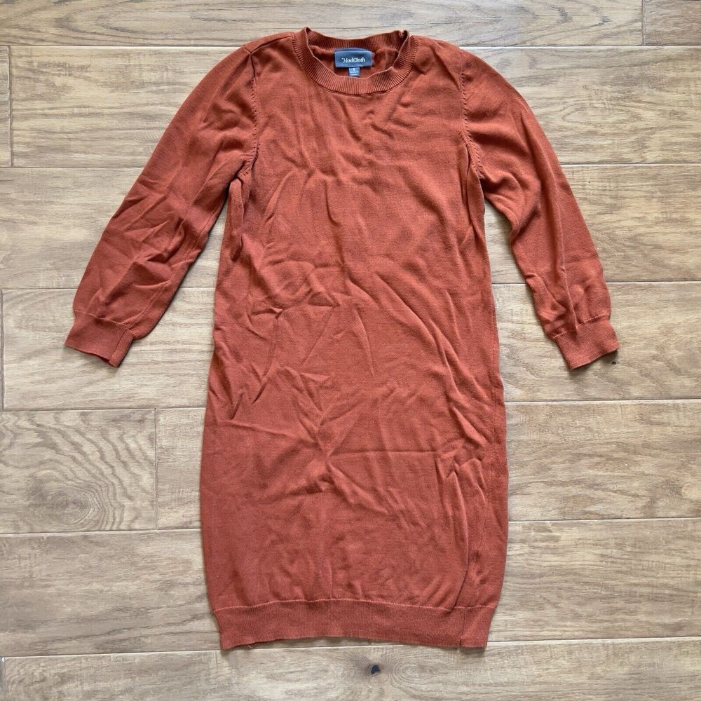 Modcloth Dress Women's Size S Orange Knit Sweater 3/4 Sleeve